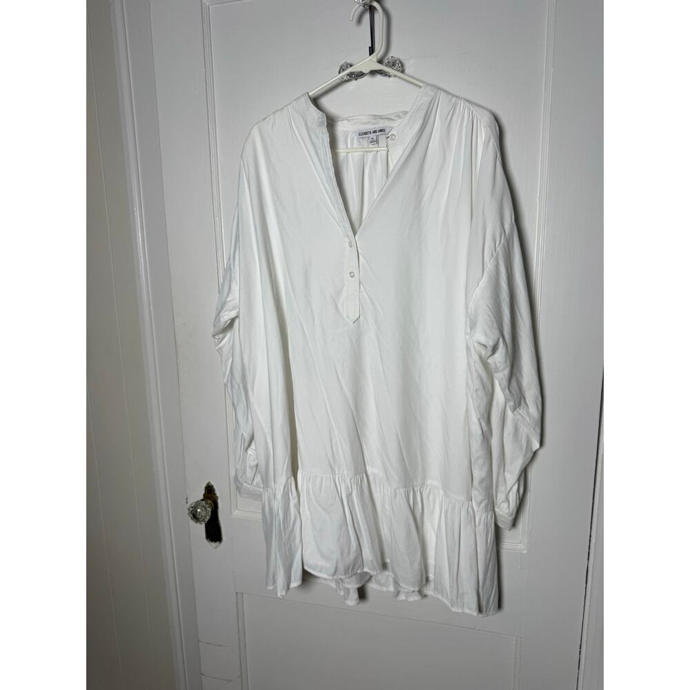 Elizabeth and James XL White Oversized Ruffle Hem Tunic Shirt Dress - Picture 2 of 6